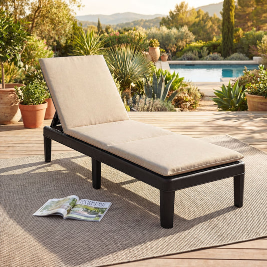 Patio Lounge Chair, Adjustable Backrest, Cushion, White Outdoor Chaise Lounges White at Gallery Canada