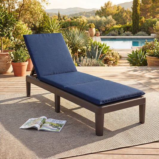 Patio Lounge Recliner Chair, Adjustable Backrest, Navy Outdoor Chaise Lounges Navy at Gallery Canada