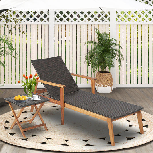 Patio Rattan Lounge Chair with 4-Position Adjustable Backrest, Brown Outdoor Chaise Lounges Brown at Gallery Canada