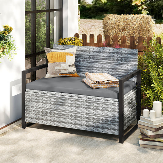 Outdoor Wicker Loveseat With Built-In Storage, Gray Sheds & Outdoor Storage Gray at Gallery Canada