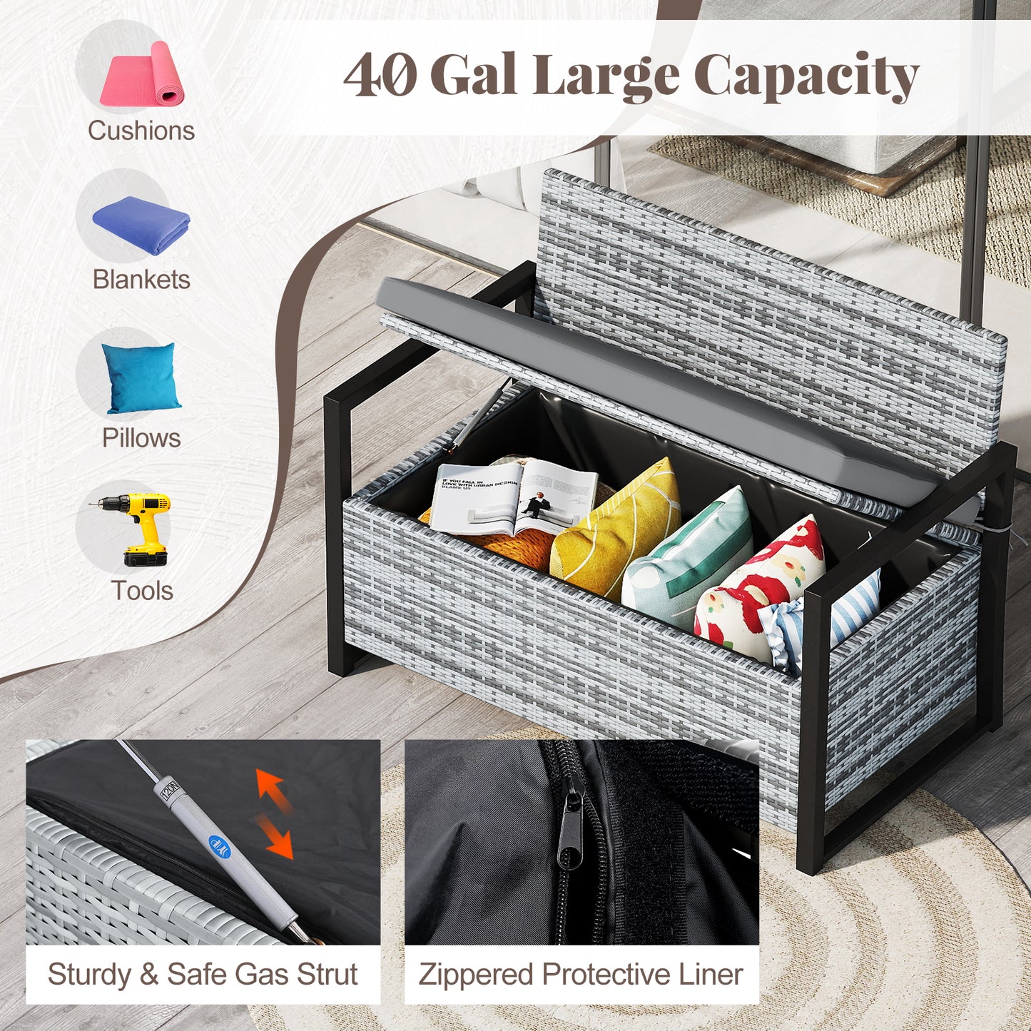 Outdoor Wicker Loveseat With Built-In Storage, Gray Sheds & Outdoor Storage at Gallery Canada