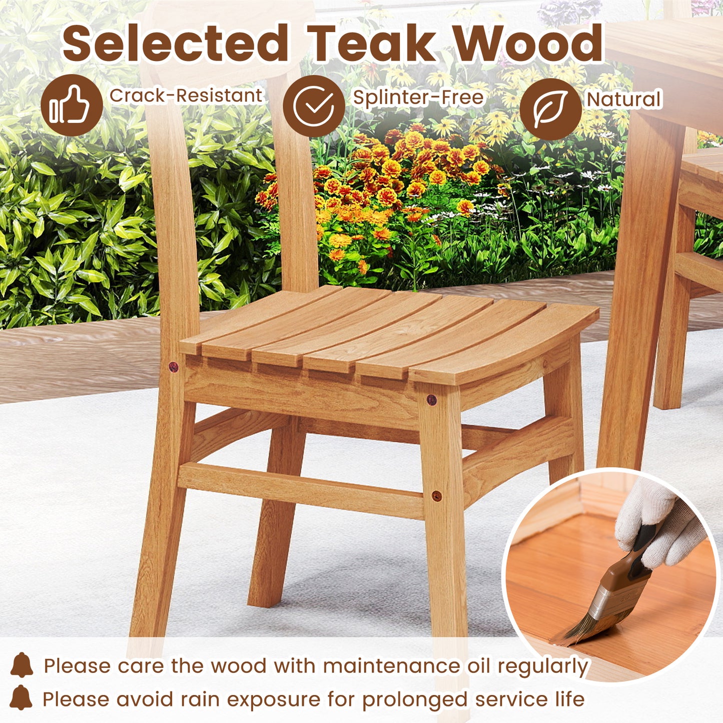 Patio Teak Wood Chair, Natural Patio Dining Chairs at Gallery Canada