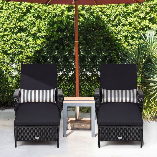 Wicker Chaise Lounge Chair, Wood Grain, Adjustable Backrest, Black Outdoor Chaise Lounges Black Wood Grain at Gallery Canada