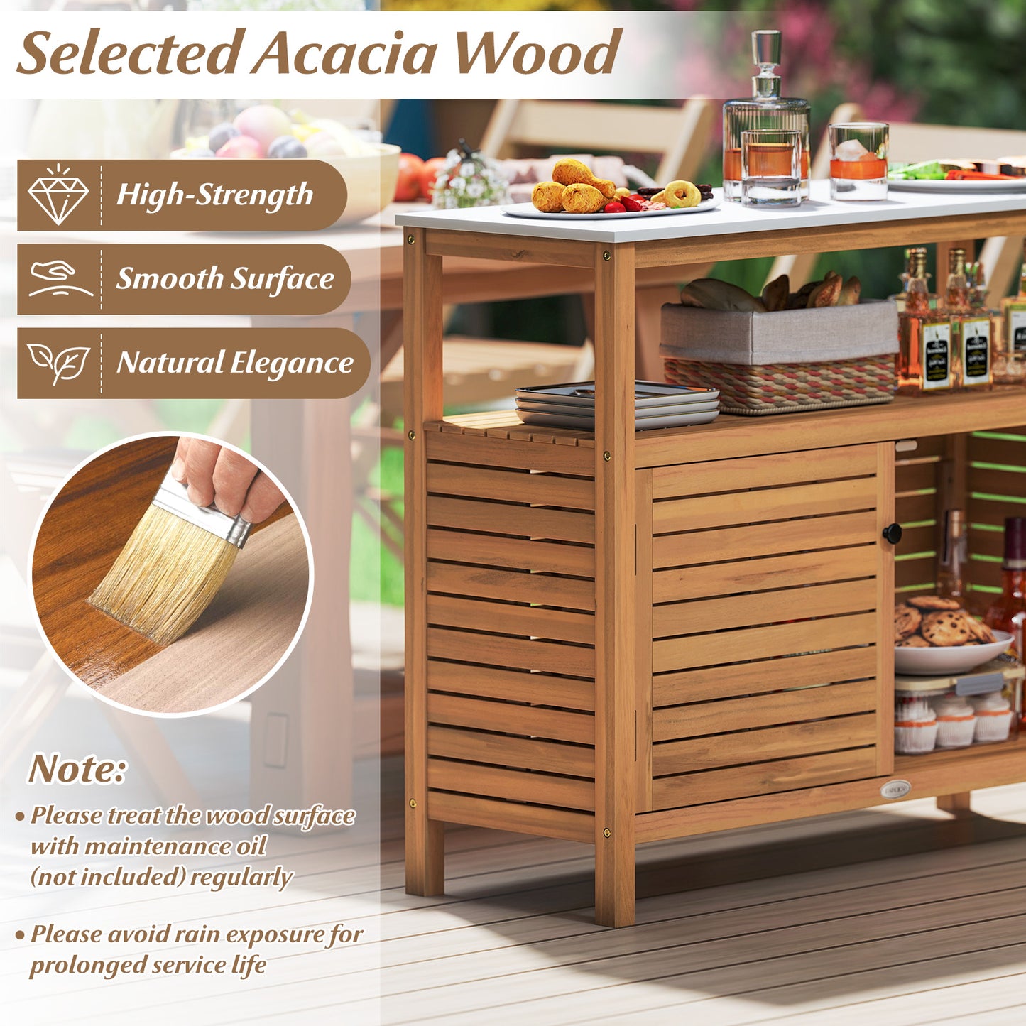 Patio Wood Storage Cabinet, Outdoor Acacia Wood Buffet Cabinet Outdoor & Patio Furniture at Gallery Canada