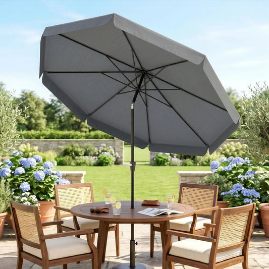 8.5 ft Round Patio Umbrella, Tilt and Crank, Dark Grey Sun Umbrellas Dark Grey, Black at Gallery Canada