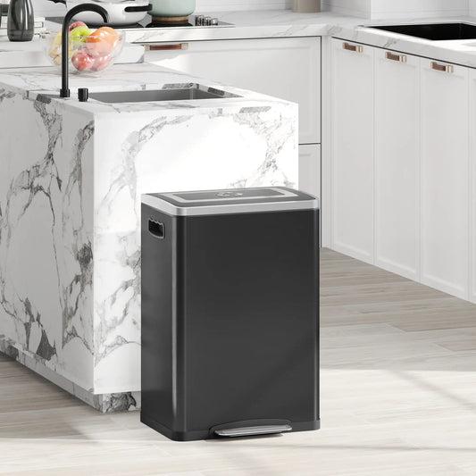 20 Liter Garbage Bin, Stainless Steel, Soft-Close Lid, Removable Bucket, Black Household Supplies Black at Gallery Canada