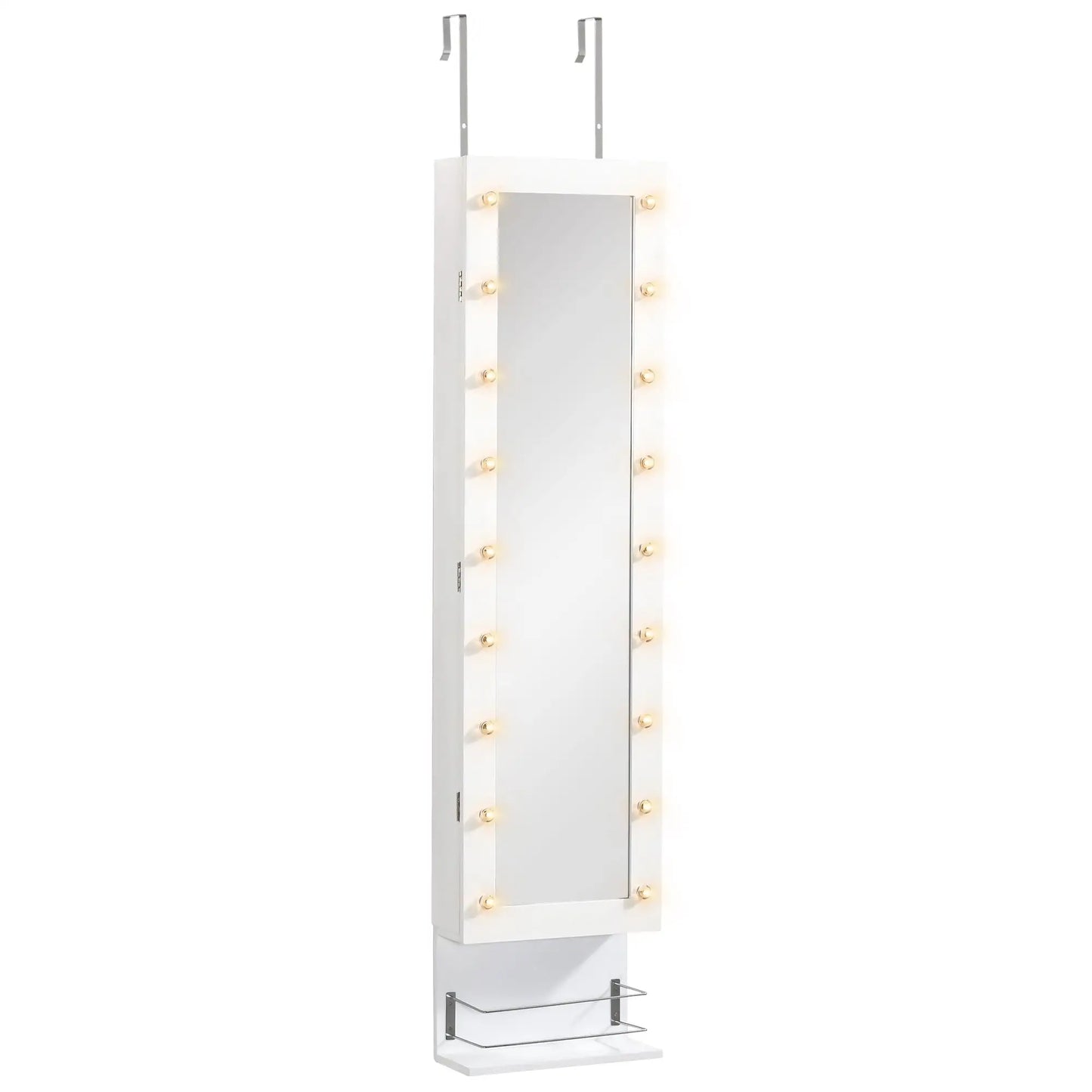 Mirror Jewelry Cabinet, LED Lights, Wall Mount, 3 Heights, Drawer, Shelf, White Jewelry Armoire & Jewellery Mirror Cabinets at Gallery Canada