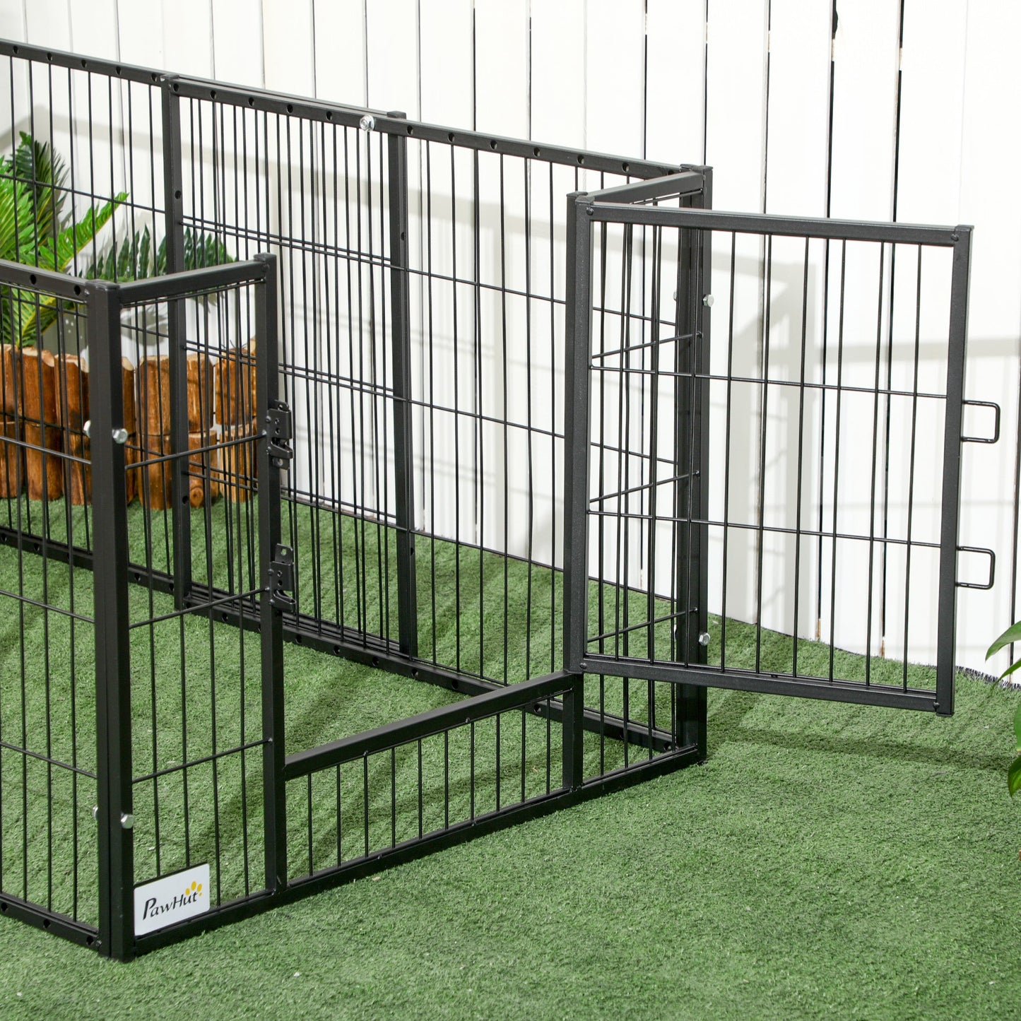 6 Panel Dog Playpen Dog Pen Metal Pet Fence for Outside Indoor, Adjustable Width, Heavy Duty Steel Frame, 32.5"-59"W x 24"D x 24''H Black at Gallery Canada