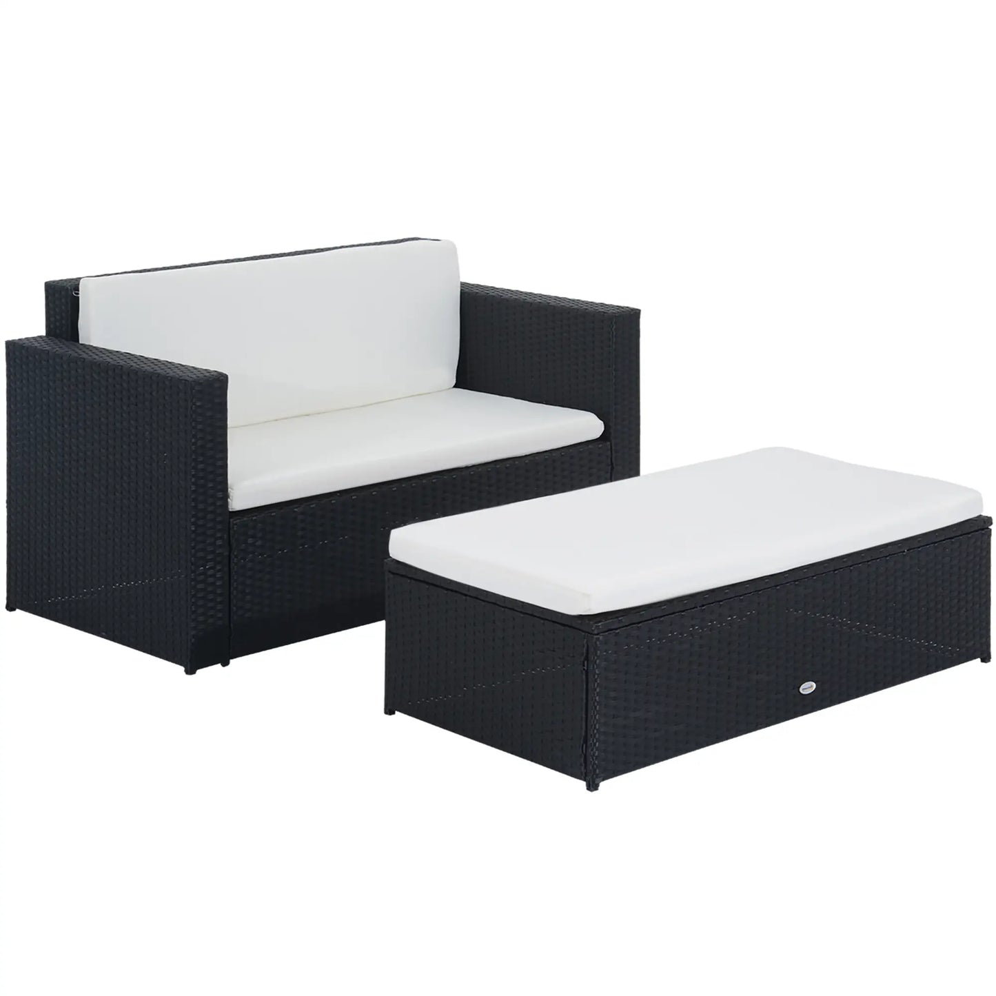 2-Piece Wicker Patio Set, Double Ottoman, PE Rattan, Cream White Patio Furniture Sets at Gallery Canada