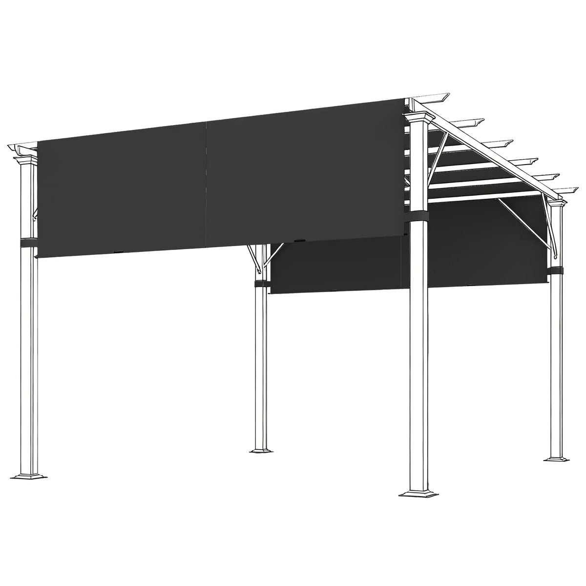 2 Pcs UV Protection Pergola Replacement Canopy, 10' x 10' Size, Black Gazebo Canopy Replacement at Gallery Canada