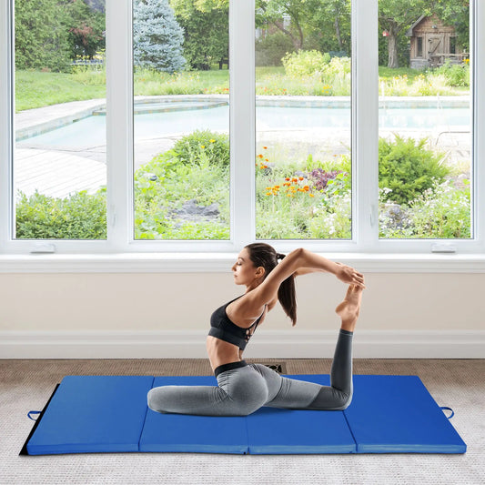 4'x8'x2" Folding Tumbling Mat, Exercise Mat With Handles, Dark Blue Gymnastics Mats Dark Blue at Gallery Canada