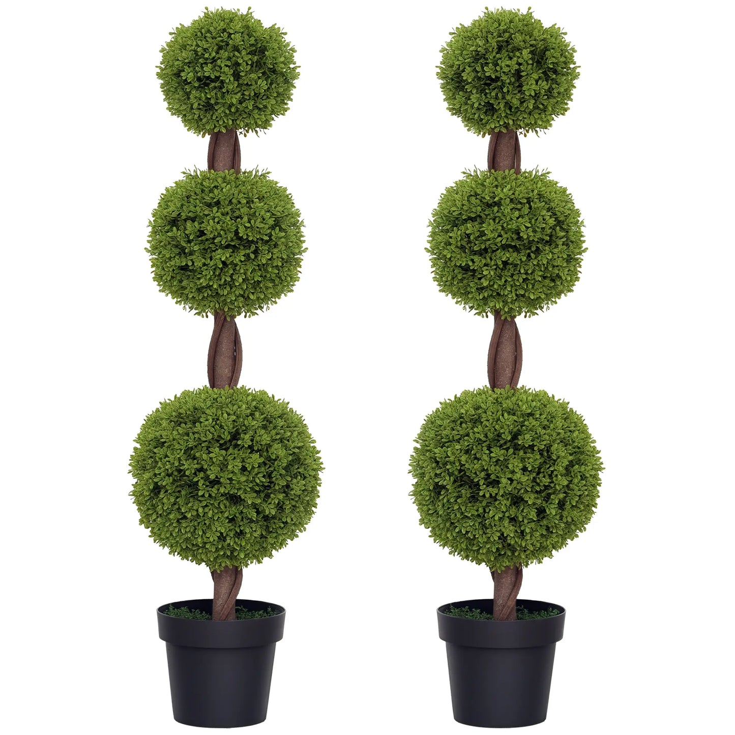 Artificial Ball Boxwood Topiary Trees, Set of 2, Indoor Outdoor Decor, Green Artificial Trees at Gallery Canada