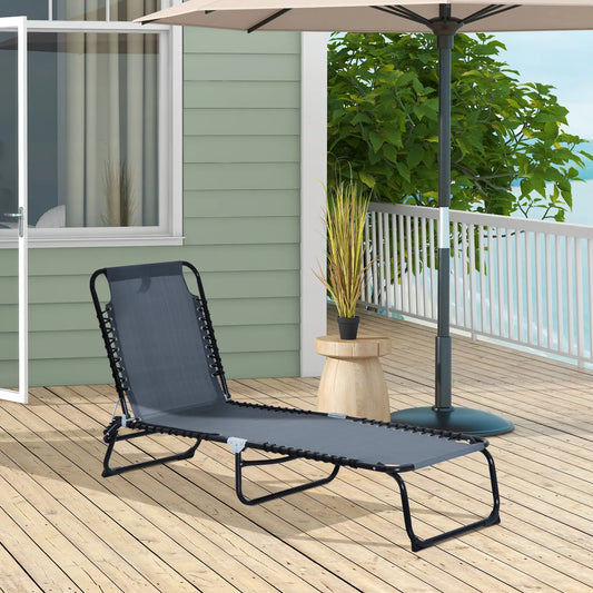 Adjustable Folding Lounge Chair, 4-Level Reclining, Grey Lounger Chairs Grey at Gallery Canada