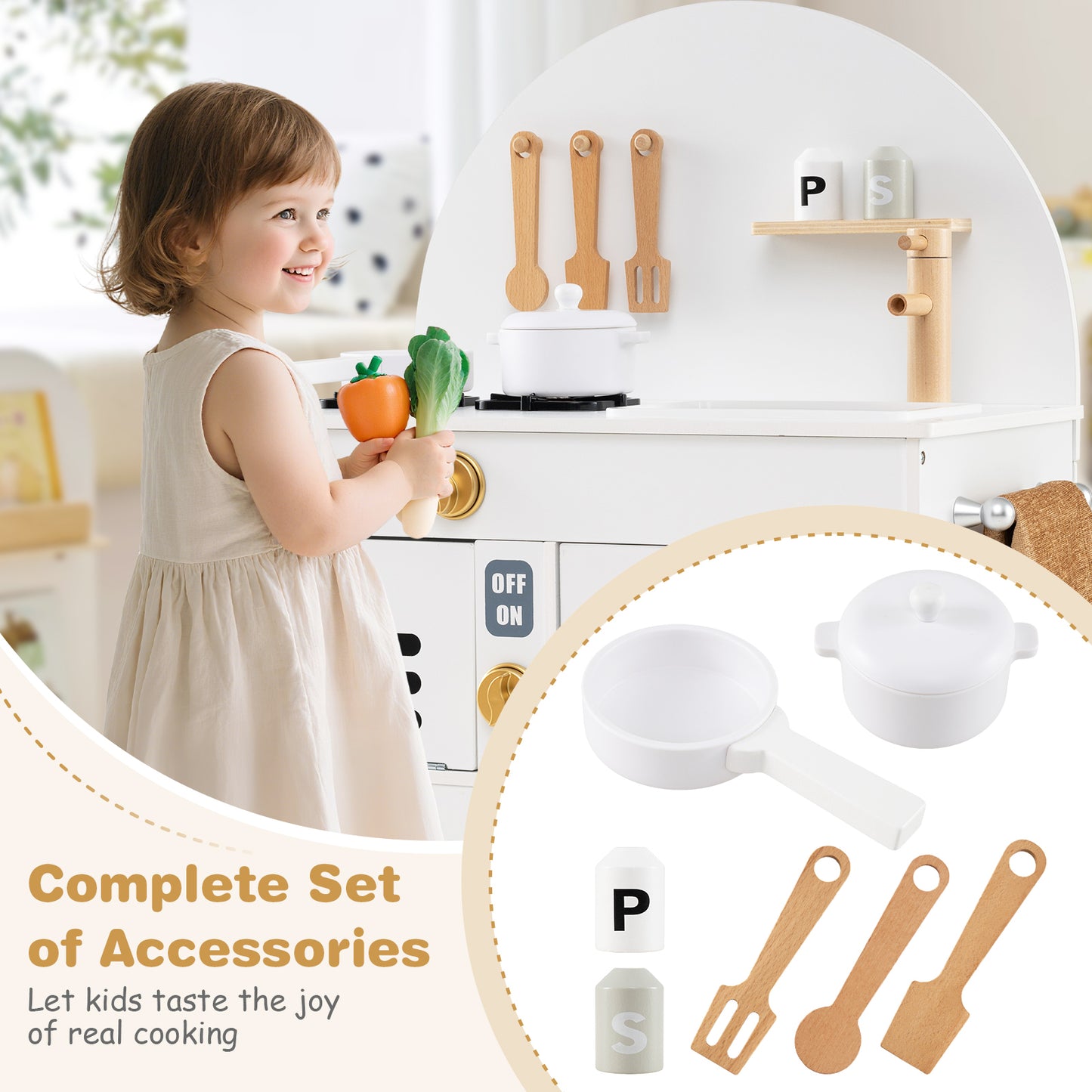 Kids Wooden Play Kitchen Set, White Play Kitchen Sets at Gallery Canada