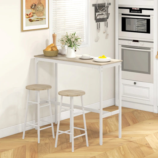 3-Piece Counter Height Bar Table And Chairs Set For 2 Bar Sets Oak, White at Gallery Canada