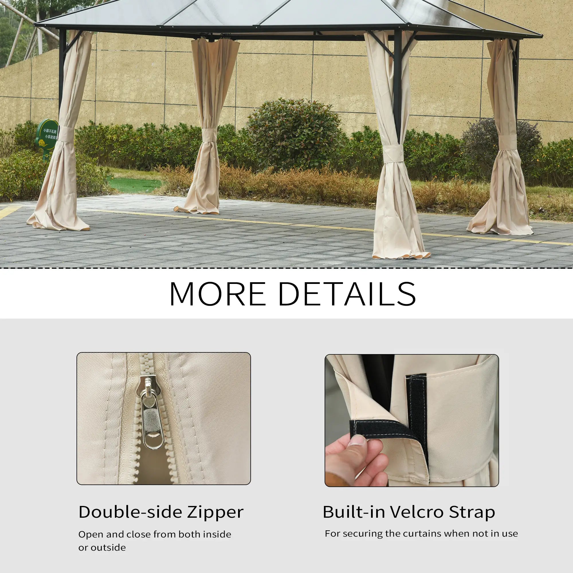 10' x 10' Gazebo Sidewall Set, 4 Panels, Hooks Included, Beige Gazebo Sidewalls at Gallery Canada