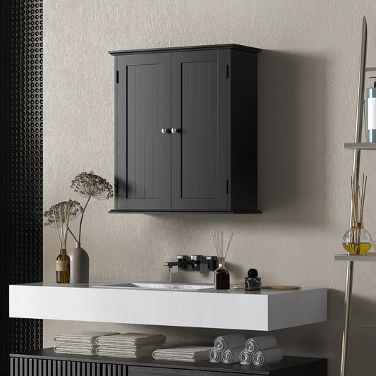 Bathroom Medicine Cabinet, 2 Doors, Adjustable Shelf, Over Toilet Wall Mounted Cabinets Black at Gallery Canada