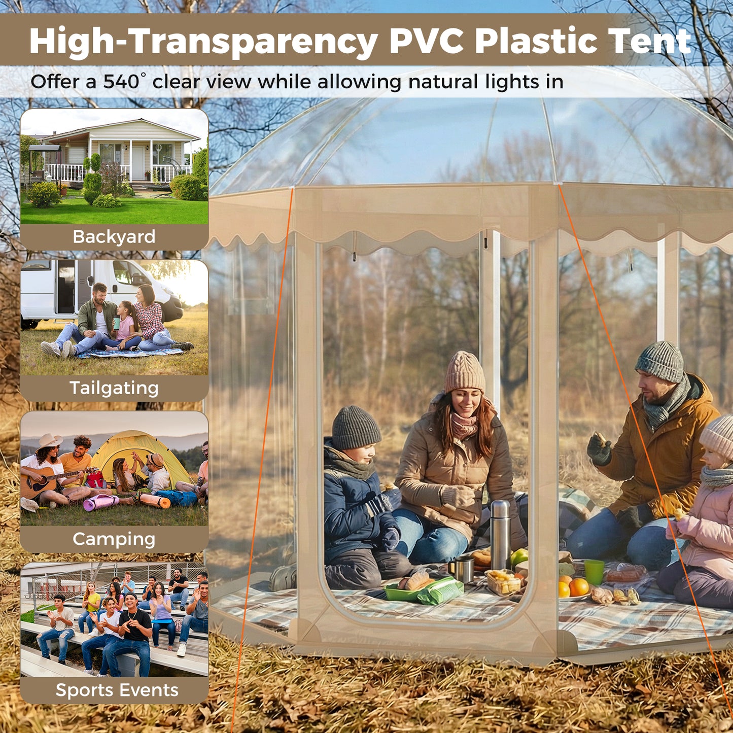 Pop Up Bubble Tent 10x10 FT for 8-10 People Weatherproof Pod with 540° Panoramic Clear PVC Tents at Gallery Canada