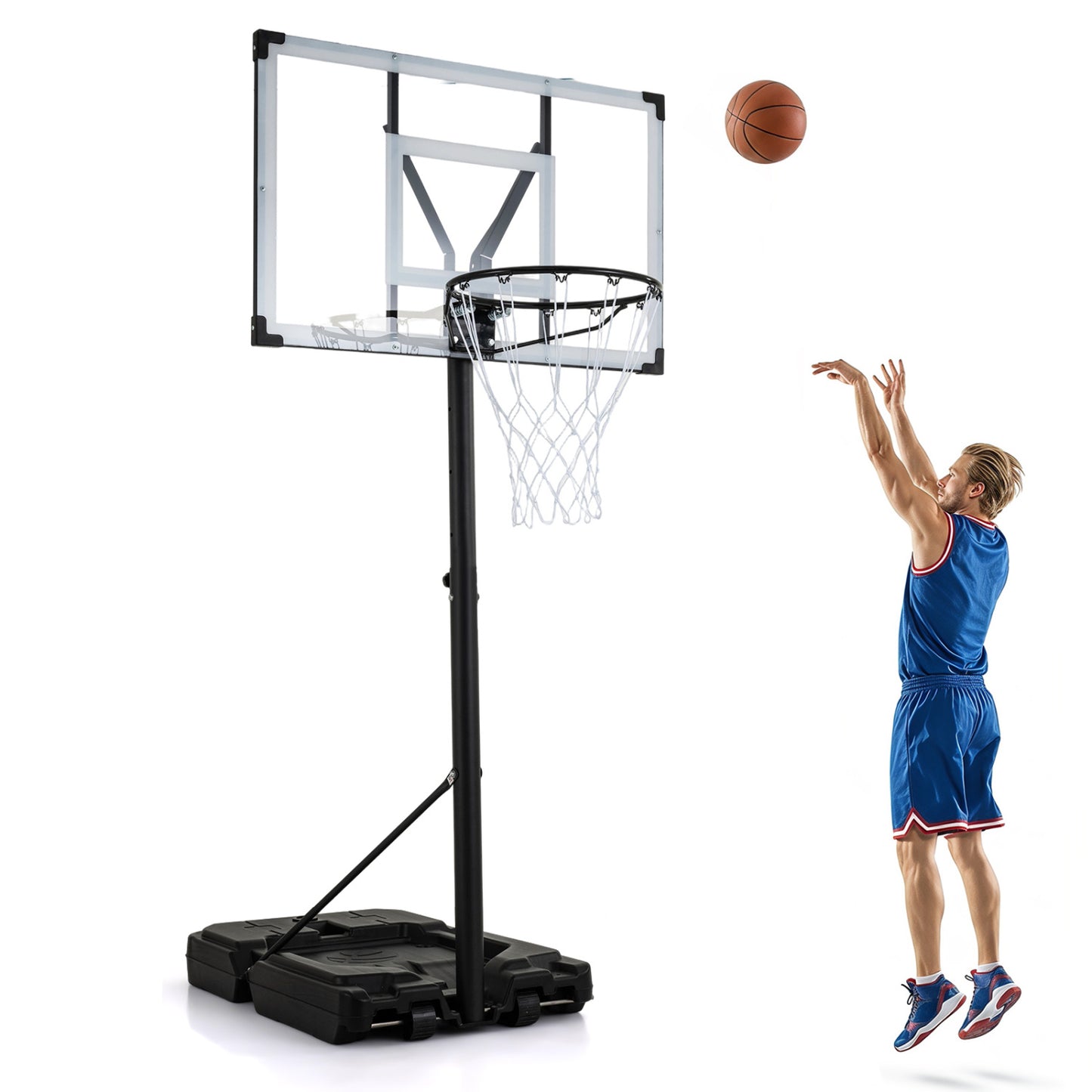 Portable Basketball Hoop, 4.43-10 Ft Adjustable