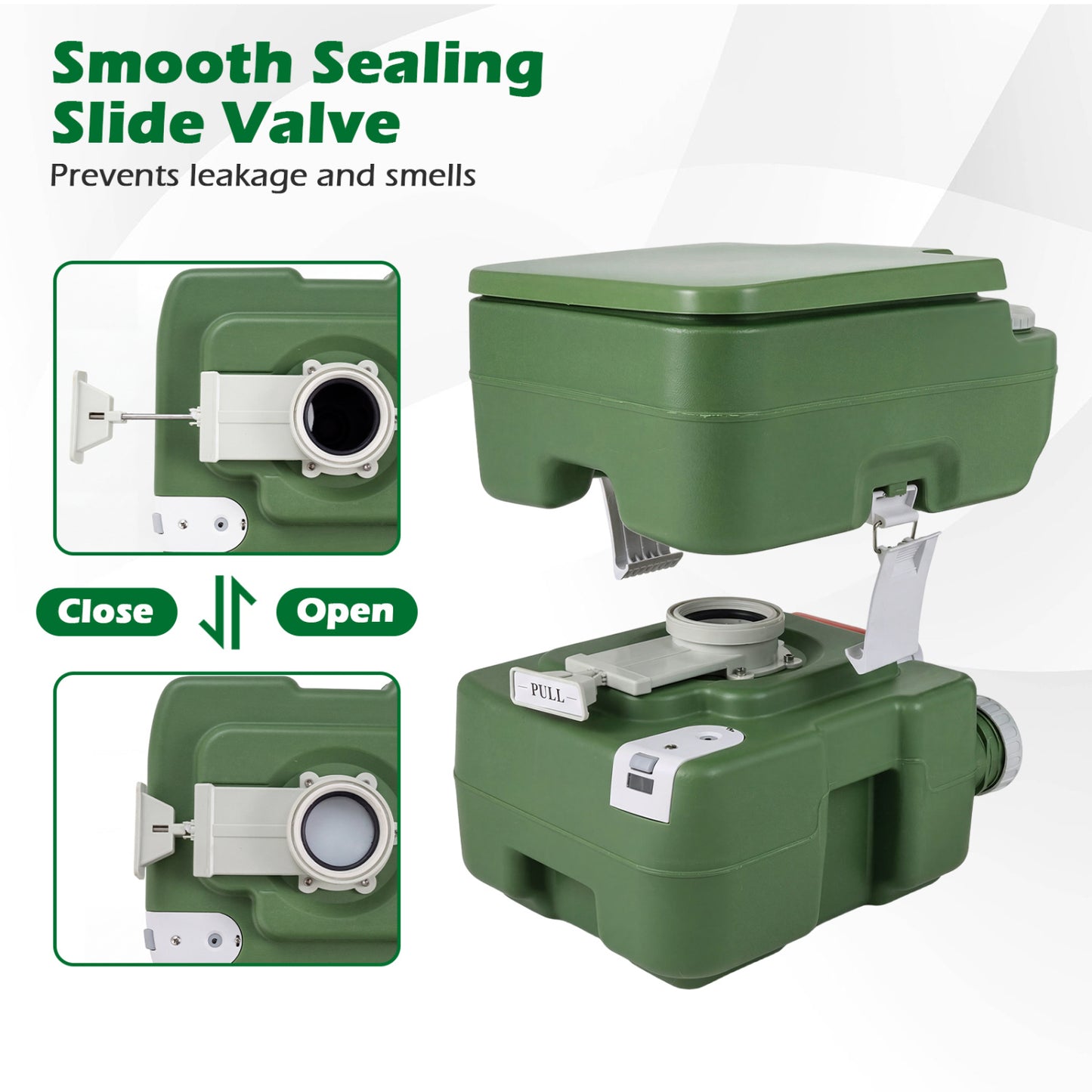 Portable Camping Toilet, 22 L Detachable Waste Tank, Green