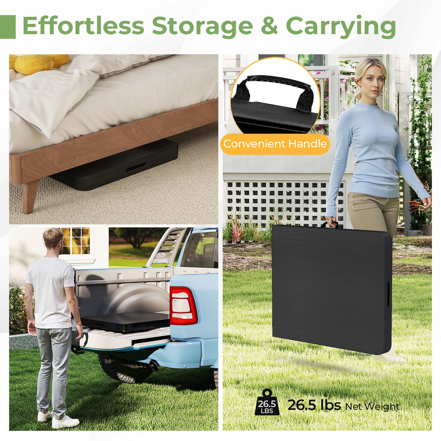 Portable Folding Camping Table with Carrying Handle, Black Outdoor at Gallery Canada