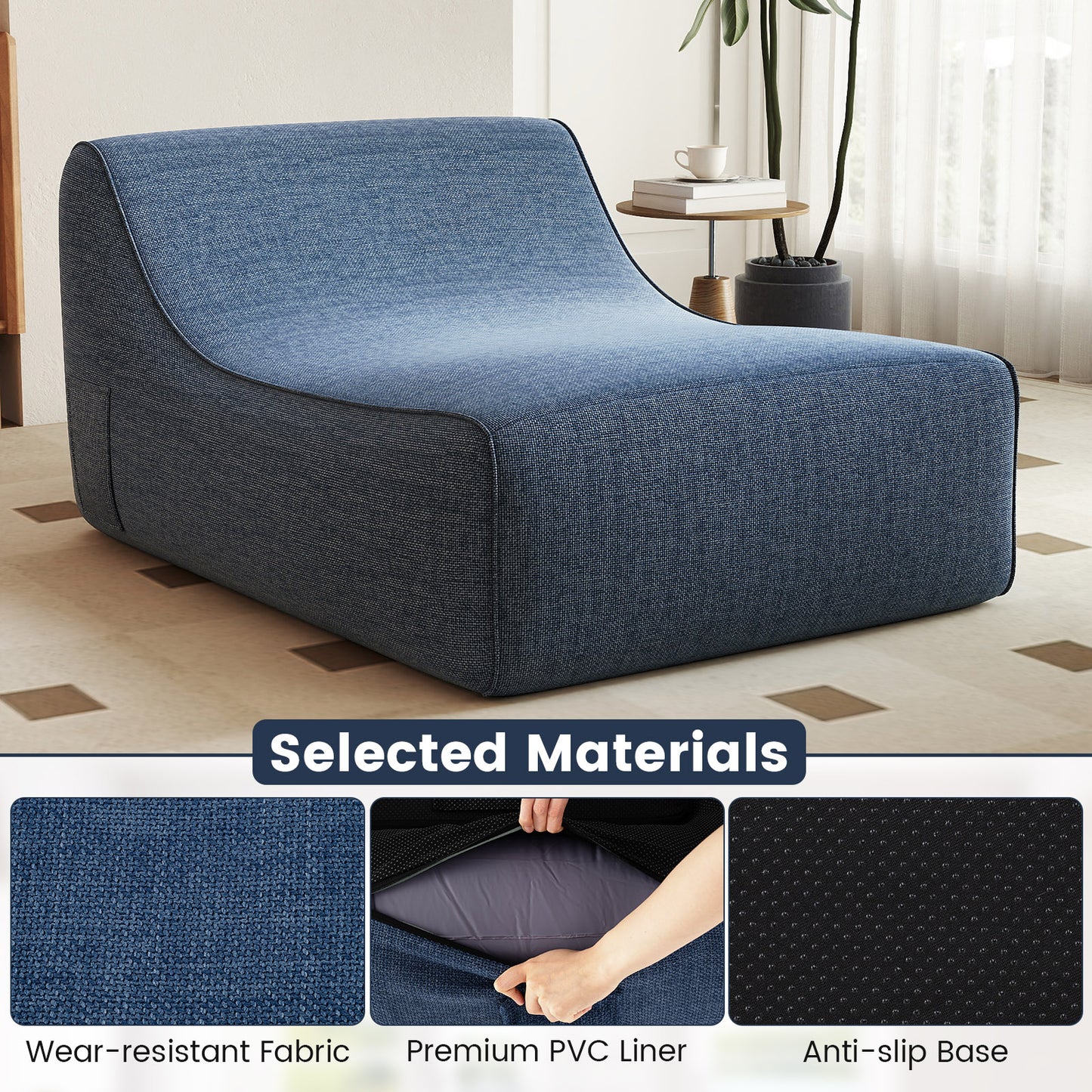 Portable L-Shaped Inflatable Lazy Sofa with Detachable Cover, Blue Sofas & Loveseats at Gallery Canada