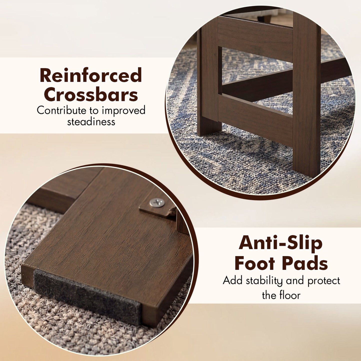 Portable Low Floor Table with Foldable Legs for Living Room, Brown Coffee Tables at Gallery Canada