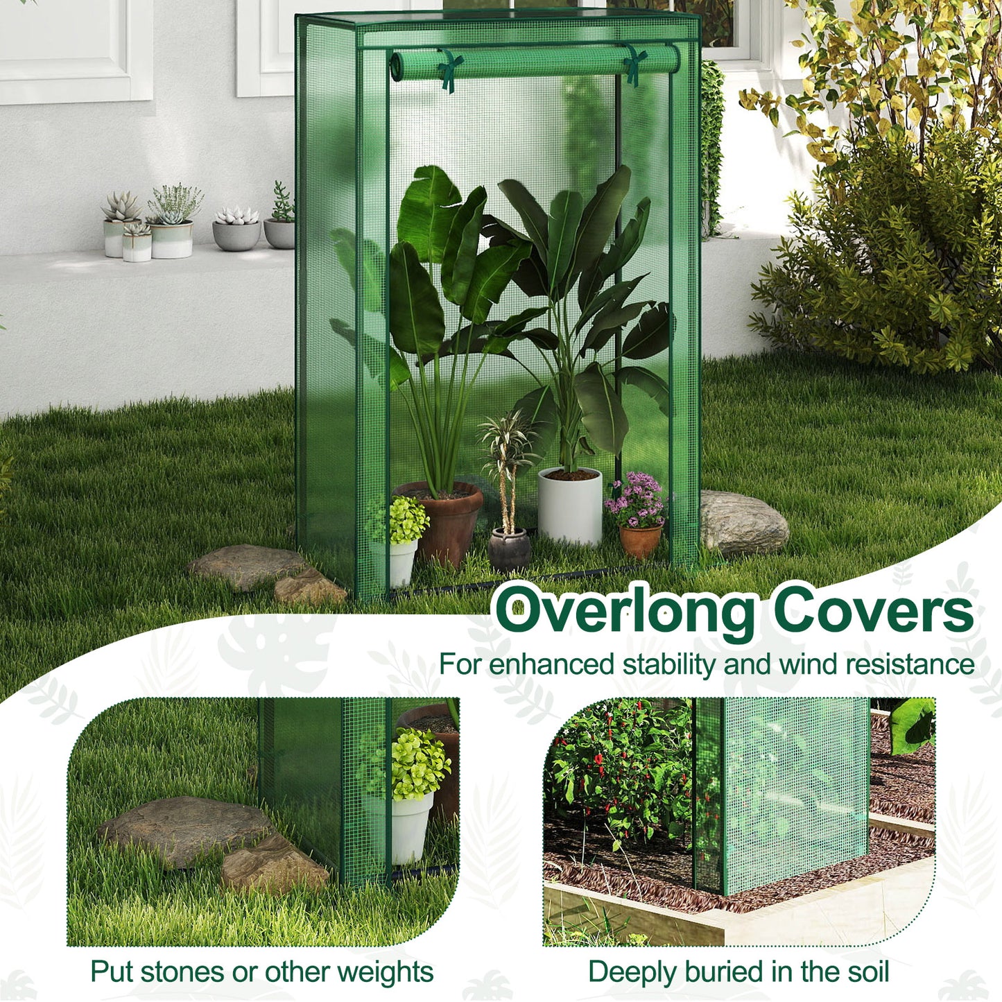 Portable Mini Greenhouse with Roll-Up Zippered Door, Green Greenhouses at Gallery Canada