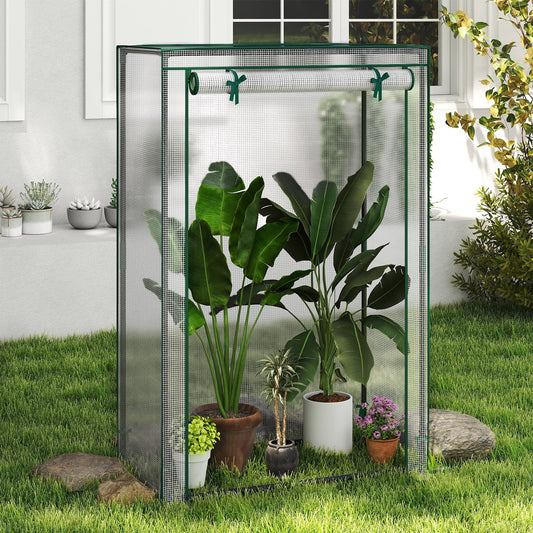 Portable Mini Greenhouse with Roll-Up Zippered Door, White Greenhouses White at Gallery Canada