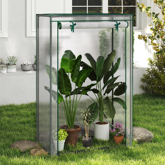Portable Mini Greenhouse with Roll-Up Zippered Door, White Greenhouses White at Gallery Canada