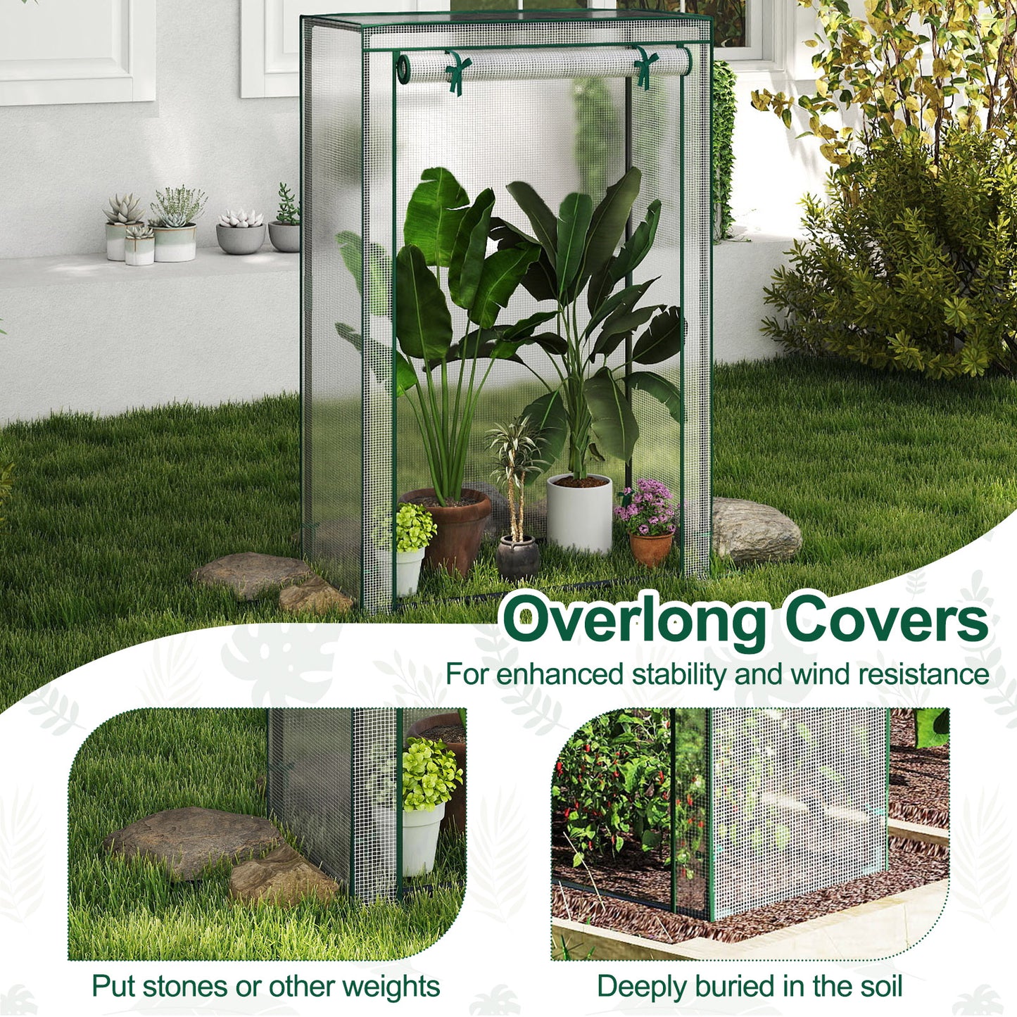 Portable Mini Greenhouse with Roll-Up Zippered Door, White Greenhouses at Gallery Canada