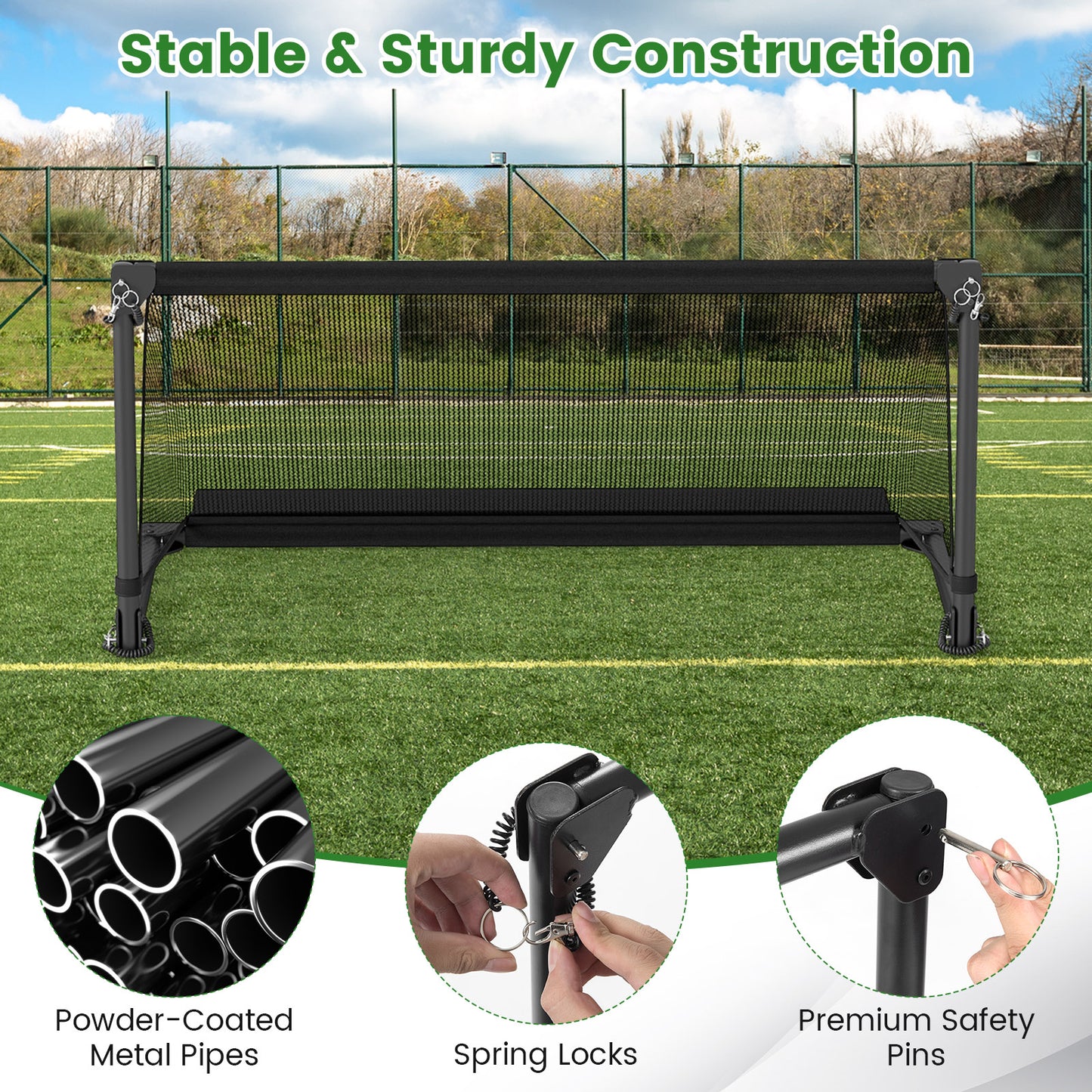Portable POP Up Toddler Soccer Net with Metal Frame-S, Black