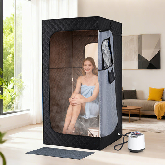 Portable Steam Sauna Box with 3L/1200W Fast-Heat Steamer and 15-Level Temperature, Black Sauna Black at Gallery Canada