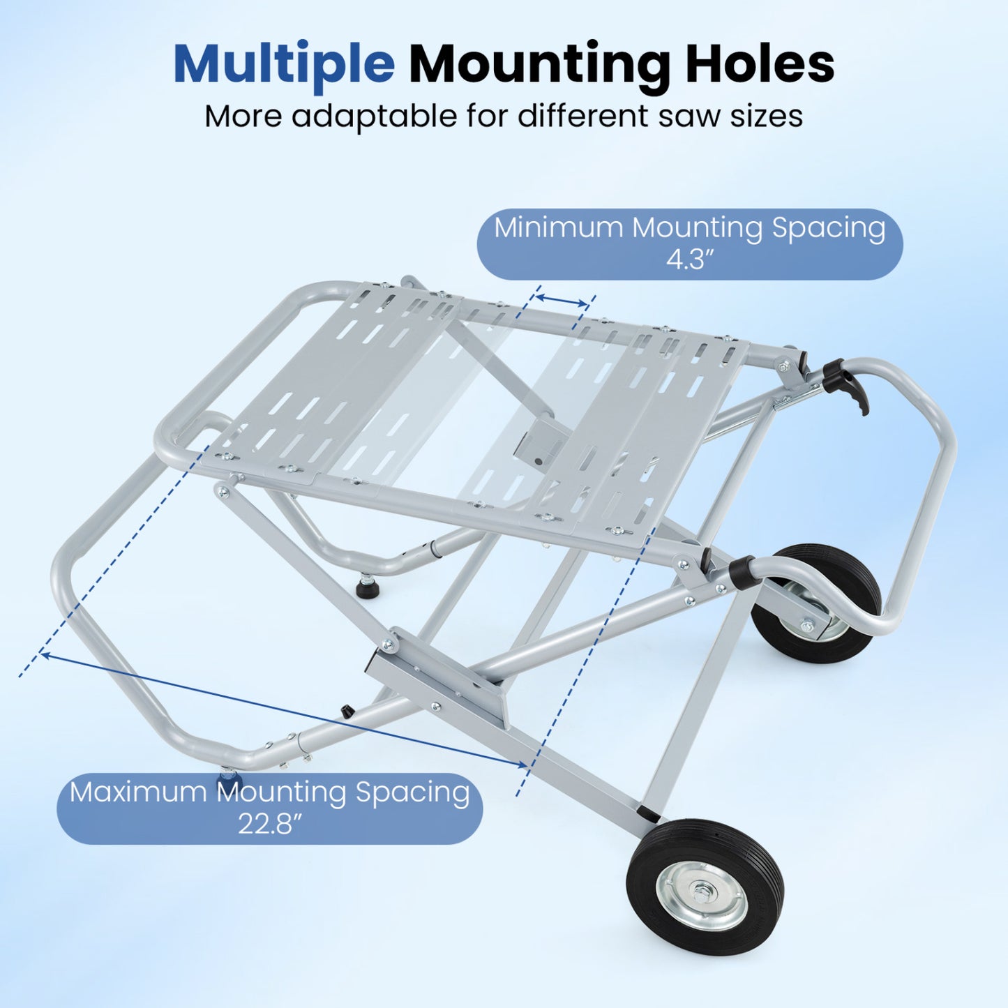Portable Table Saw Stand, Heavy Duty, 8-Inch Rubber Wheels, Silver