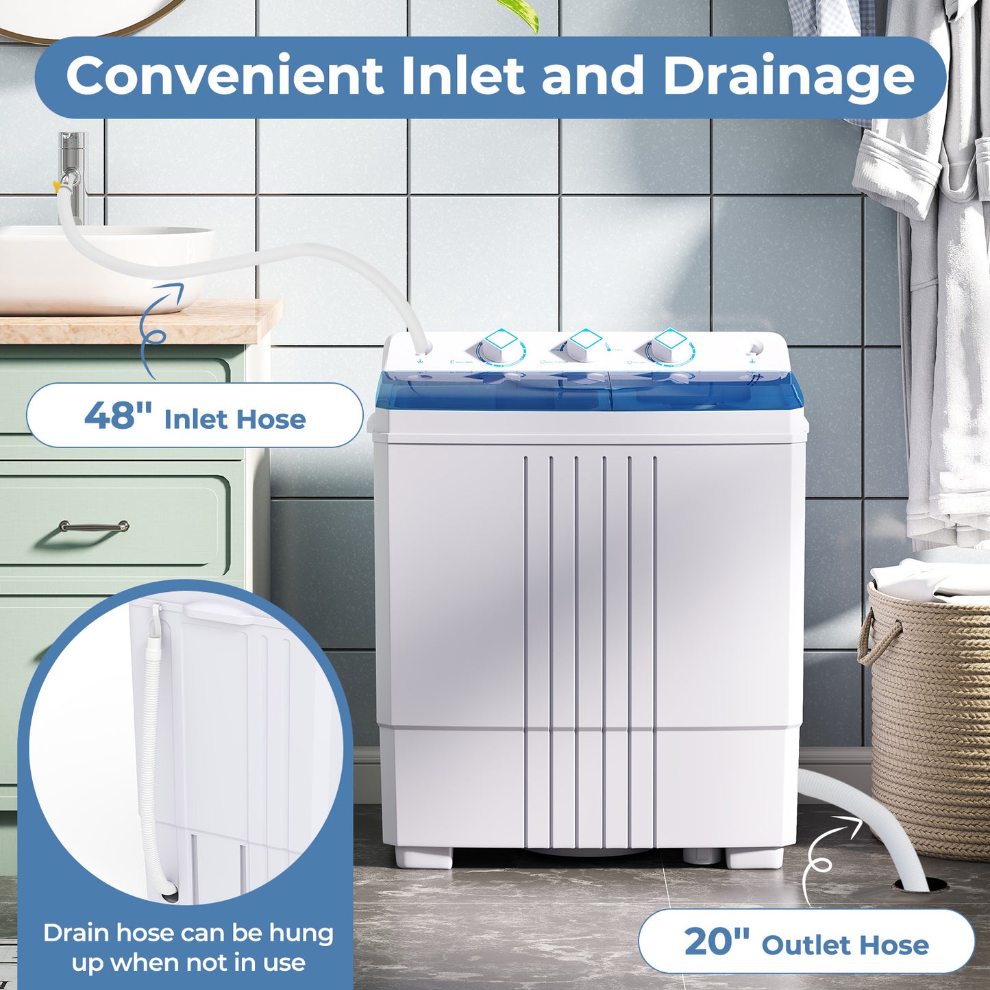 Portable Washing Machine for Dorms and Apartment, Blue Washing Machines at Gallery Canada