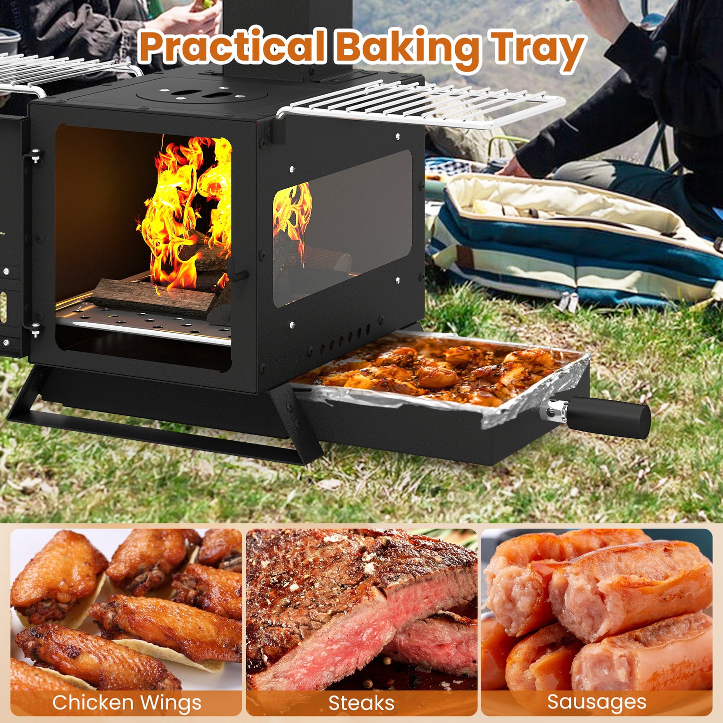 Portable Wood Burning Stove, Mini Heater Burner, Pot Rack Oven Pan, Black Fire Pits at Gallery Canada