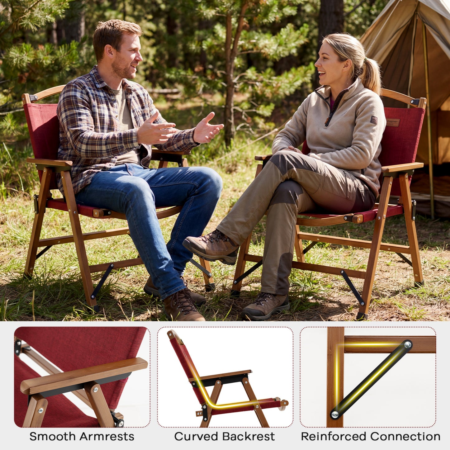 Portable Folding Camping Chair, Red Camping Furniture at Gallery Canada