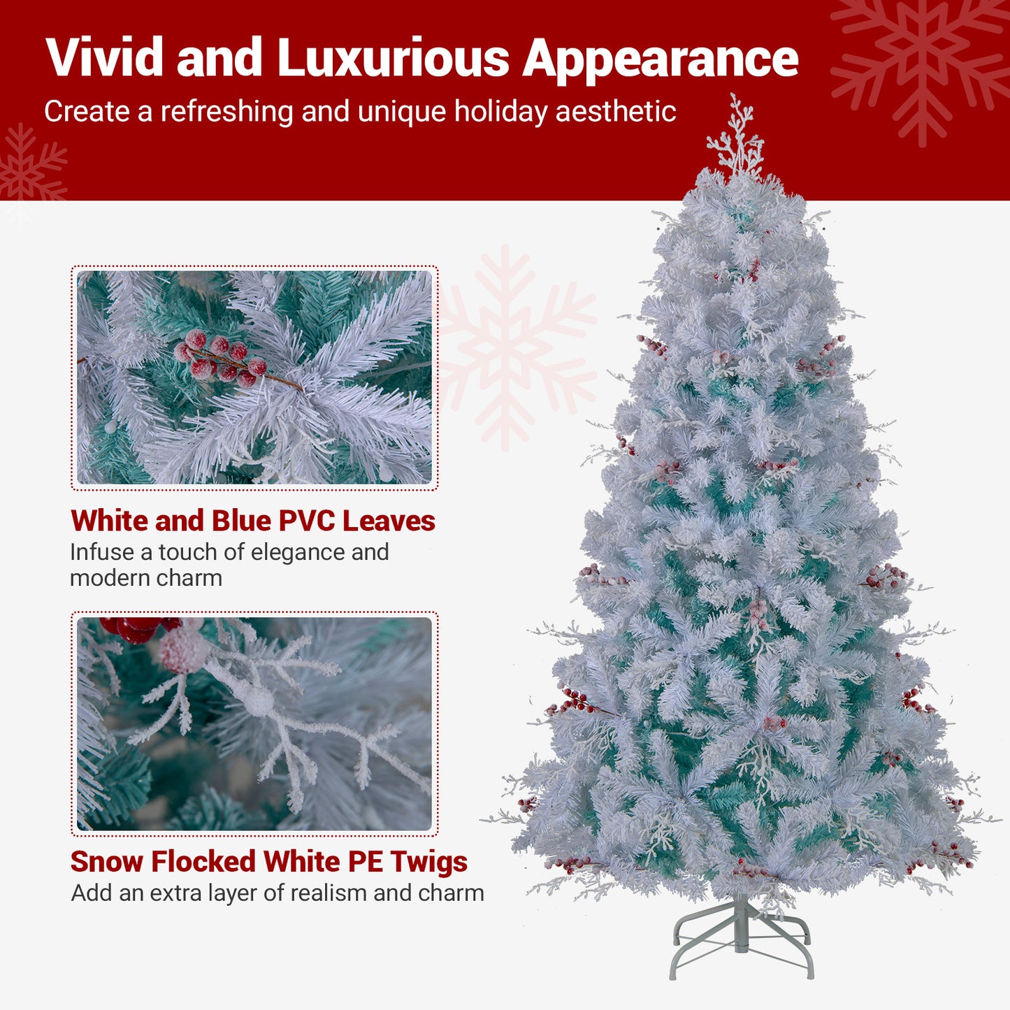 Pre-Lit Artificial Christmas Tree, Snow Flocked Branch Tips, S, White Christmas at Gallery Canada