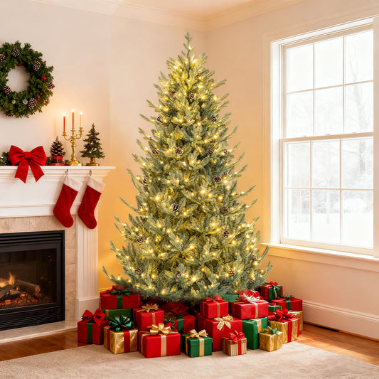 Pre-Lit Artificial Christmas Tree with Multicolored LED Lights-M