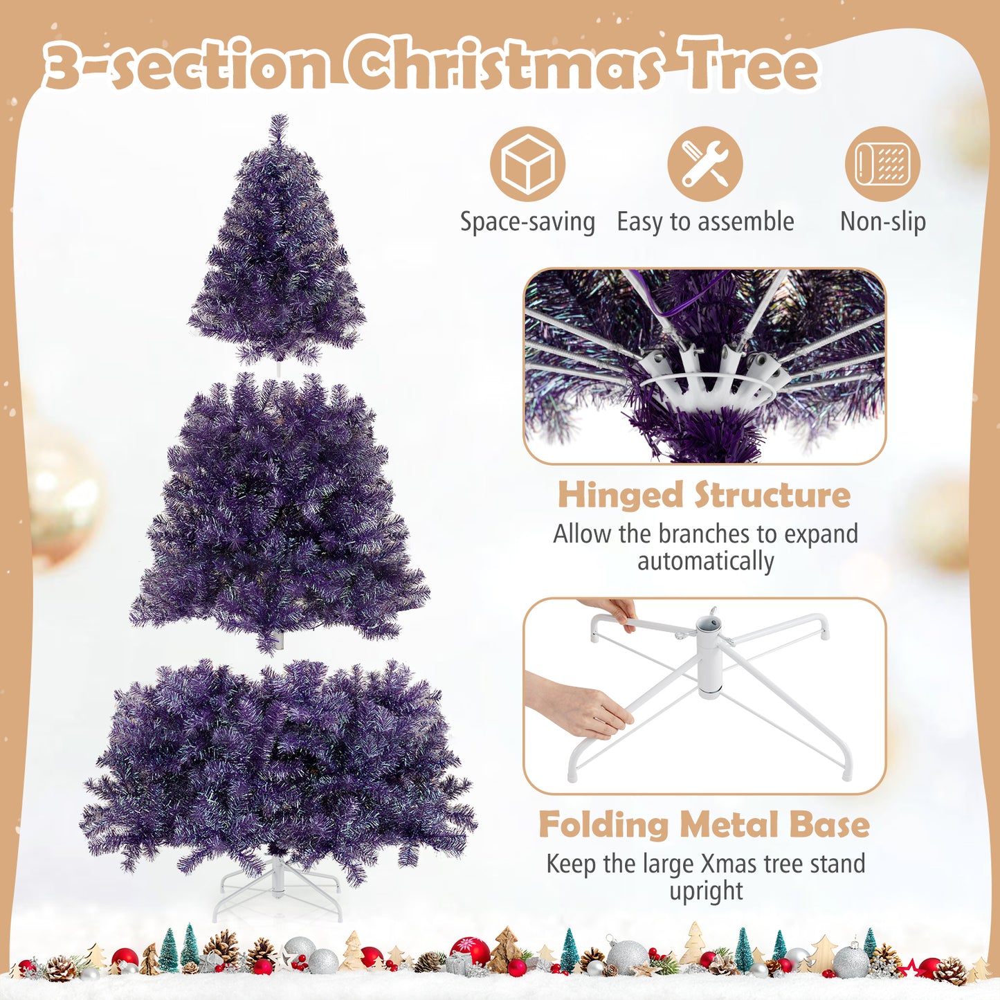 Pre-Lit Tinsel Christmas Tree, 7.5ft, Warm White LED Lights Christmas Tree at Gallery Canada