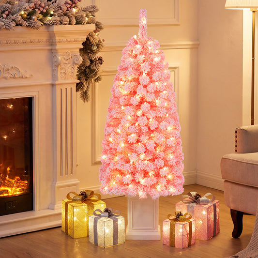 4FT Pre-Lit Potted Artificial Christmas Tree, 130 Warm White LEDs, Green Christmas Tree Green at Gallery Canada