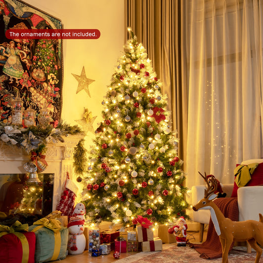 Pre-Lit Snow Flocked Christmas Tree, Red Berries LED Lights, 7.5 Feet, Green Christmas Tree Green at Gallery Canada