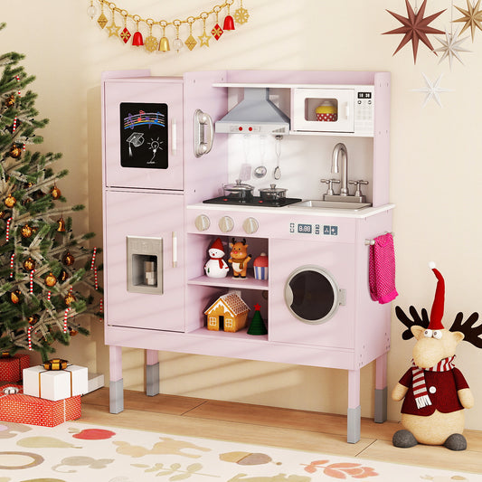 Pretend Play Kitchen Toy, With Range Hood, Ice Maker, Telephone, Pink Play Kitchen Sets Pink at Gallery Canada