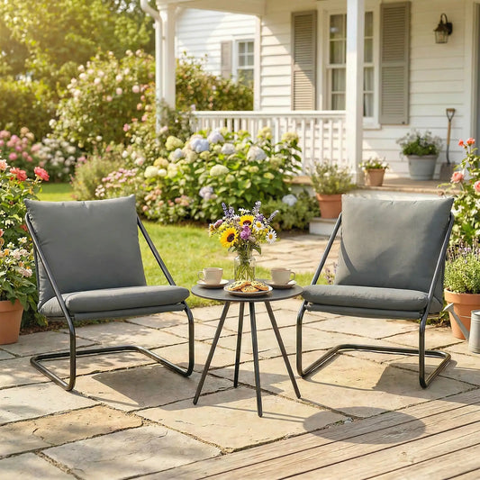 3 Piece Outdoor Bistro Set, 2 Chairs And Table, Light Grey Bistro Sets Light Grey at Gallery Canada