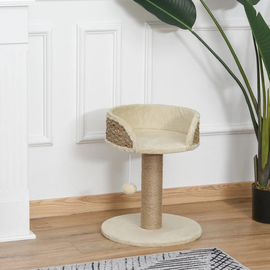 Cat Tree with Scratching Post, Toy Ball, Perch, 16" x 16" x 19", Beige Cat Posts Beige at Gallery Canada