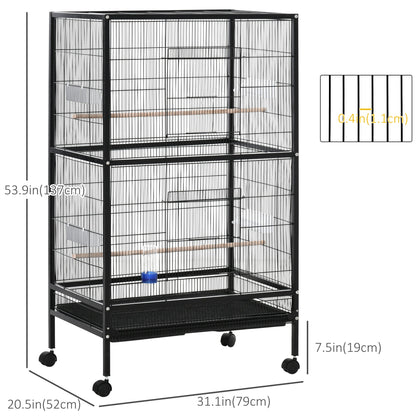Bird Cage Conure Parrot Budgie Cage with Bird Perch &; Wheels, Black at Gallery Canada