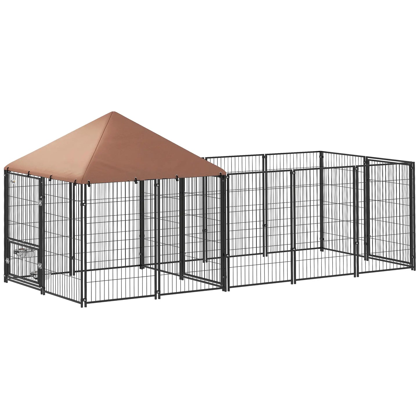 Outdoor Dog Kennel, Rotating Adjustable Bowls, Waterproof UV Cover, 11.3' x 4.7' x 5.1' Houses, Kennels & Pens at Gallery Canada