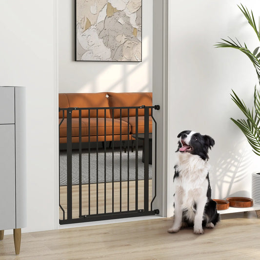 30"-34" Easy Install Pet Gate With Door, Double Lock, Extra Wide, Black Houses, Kennels & Pens Black at Gallery Canada