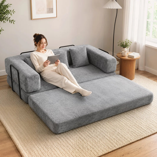 81" Convertible Sofa Bed 5-in-1, Grey, Deep Seat Sofas & Reclining Chairs Grey at Gallery Canada