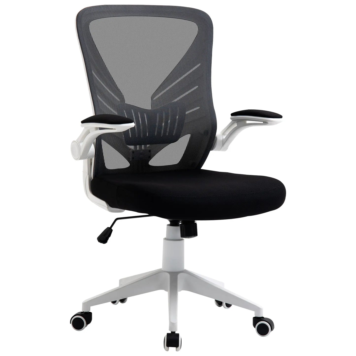 Mesh Office Chair, Swivel Task Desk, Lumbar Support, Flip-Up Arm, Adjustable Height, Grey/Black Task Chairs at Gallery Canada